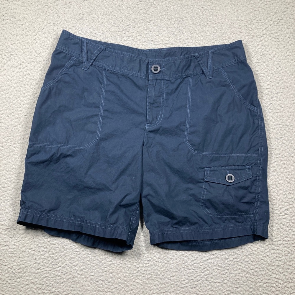 Columbia Cargo Shorts Womens 12 Navy Blue Cotton Hiking Outdoor 8 in Inseam
